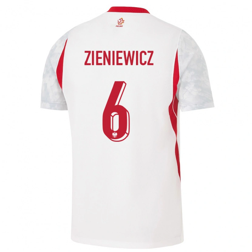 Danxen Män Polen Wiktoria Zieniewicz #6 Vit Röd Grå Hemmatröja Matchtröjor 26-28 Tröjor T-Tröja