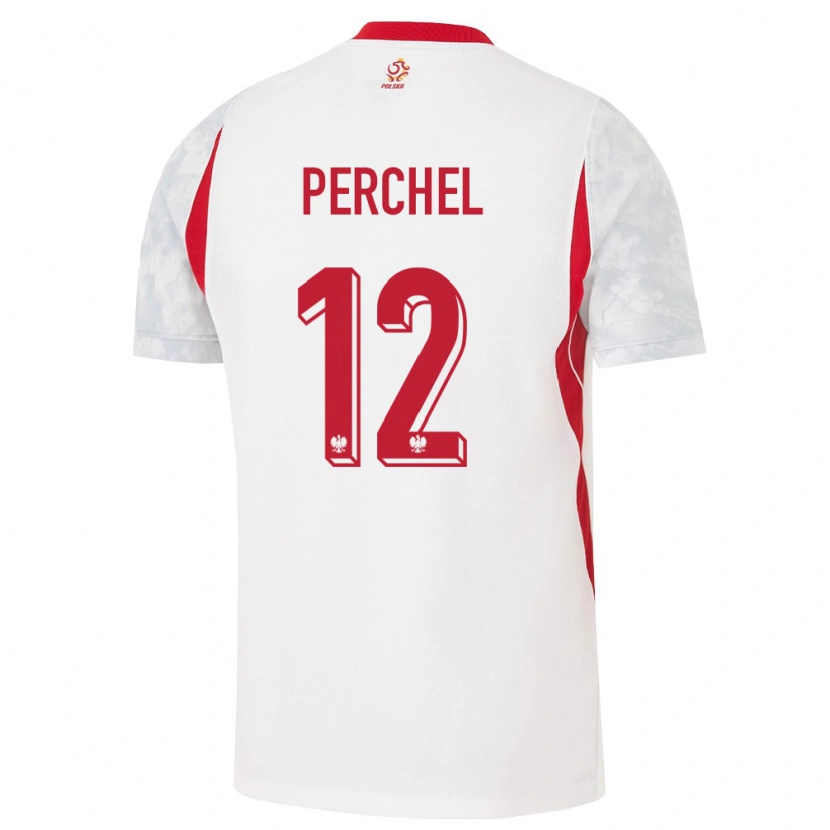 Danxen Män Polen Michał Perchel #12 Vit Röd Grå Hemmatröja Matchtröjor 26-28 Tröjor T-Tröja