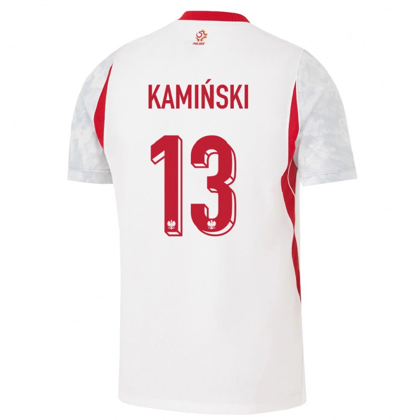 Danxen Män Polen Jakub Kaminski #13 Vit Röd Grå Hemmatröja Matchtröjor 26-28 Tröjor T-Tröja