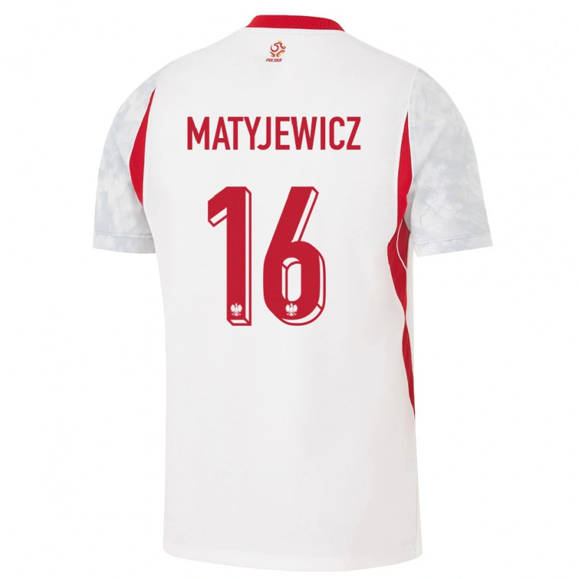 Danxen Män Polen Wiktor Matyjewicz #16 Vit Röd Grå Hemmatröja Matchtröjor 26-28 Tröjor T-Tröja