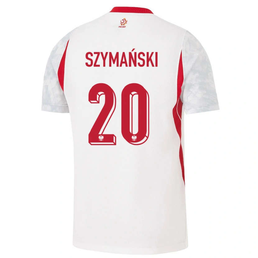 Danxen Män Polen Sebastian Szymański #20 Vit Röd Grå Hemmatröja Matchtröjor 26-28 Tröjor T-Tröja