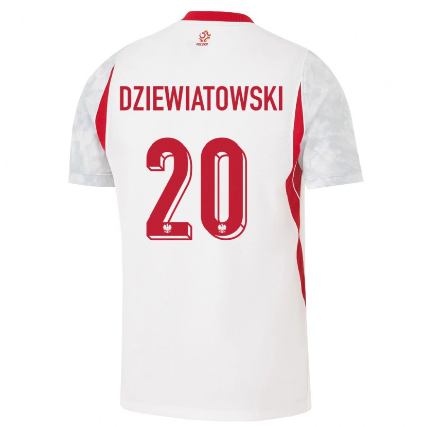 Danxen Män Polen Mateusz Dziewiatowski #20 Vit Röd Grå Hemmatröja Matchtröjor 26-28 Tröjor T-Tröja