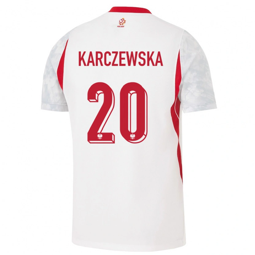 Danxen Män Polen Nikola Karczewska #20 Vit Röd Grå Hemmatröja Matchtröjor 26-28 Tröjor T-Tröja