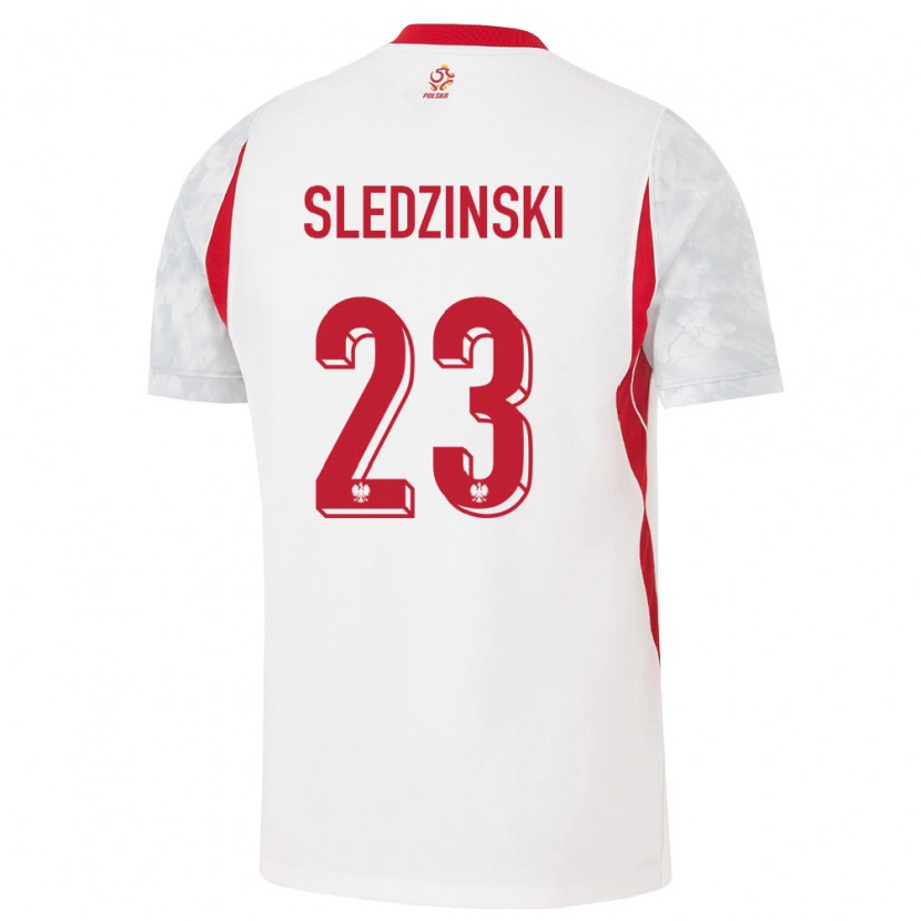 Danxen Män Polen Eryk Sledzinski #23 Vit Röd Grå Hemmatröja Matchtröjor 26-28 Tröjor T-Tröja
