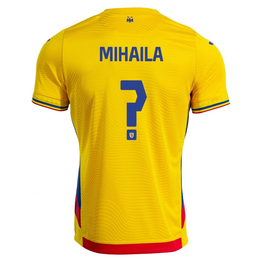 Danxen Män Rumänien Tudor Mihăilă #0 Gul Röd Hemmatröja Matchtröjor 26-28 Tröjor T-Tröja