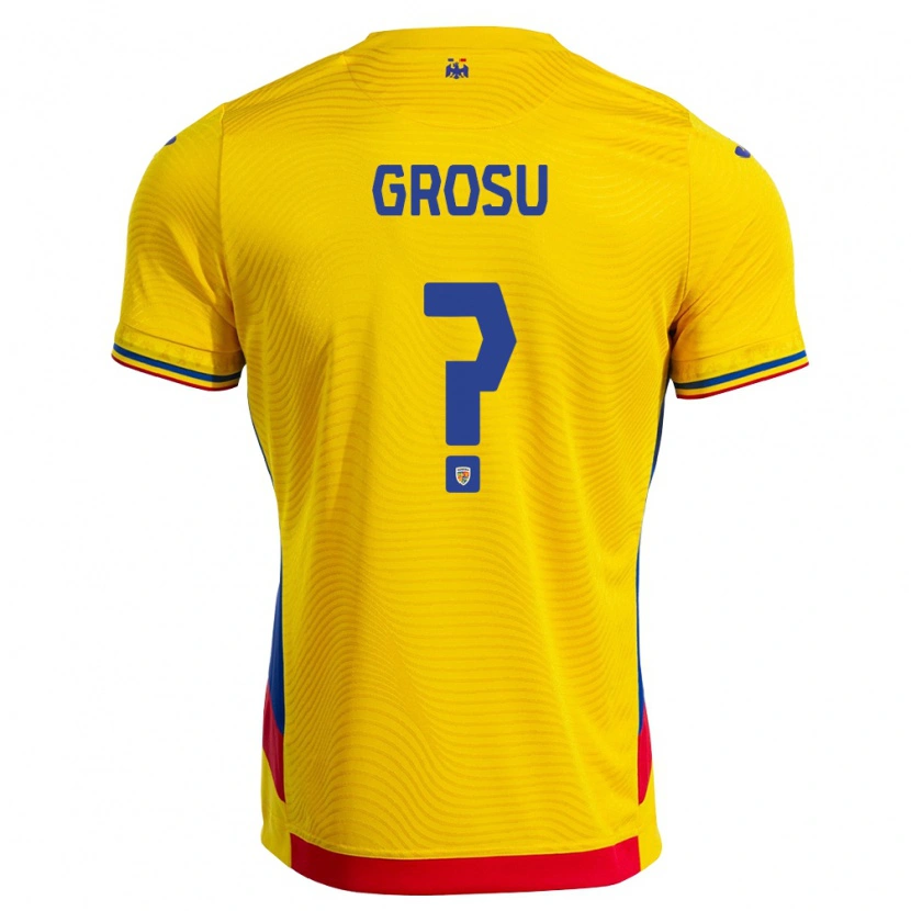Danxen Män Rumänien Mihai Grosu #0 Gul Röd Hemmatröja Matchtröjor 26-28 Tröjor T-Tröja