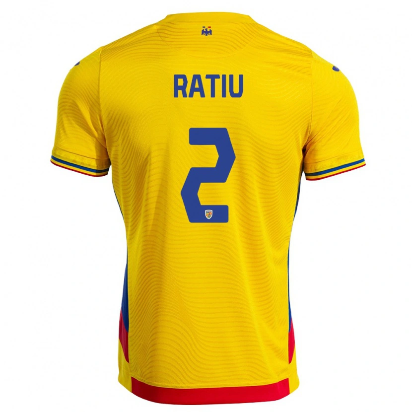 Danxen Män Rumänien Andrei Rațiu #2 Gul Röd Hemmatröja Matchtröjor 26-28 Tröjor T-Tröja
