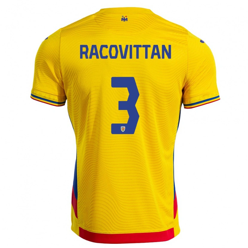 Danxen Män Rumänien Bogdan Racovițan #3 Gul Röd Hemmatröja Matchtröjor 26-28 Tröjor T-Tröja