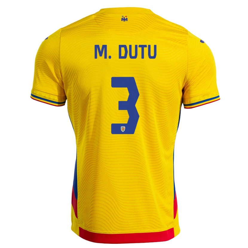 Danxen Män Rumänien Matteo Duțu #3 Gul Röd Hemmatröja Matchtröjor 26-28 Tröjor T-Tröja