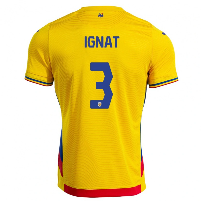 Danxen Män Rumänien Cristian Ignat #3 Gul Röd Hemmatröja Matchtröjor 26-28 Tröjor T-Tröja