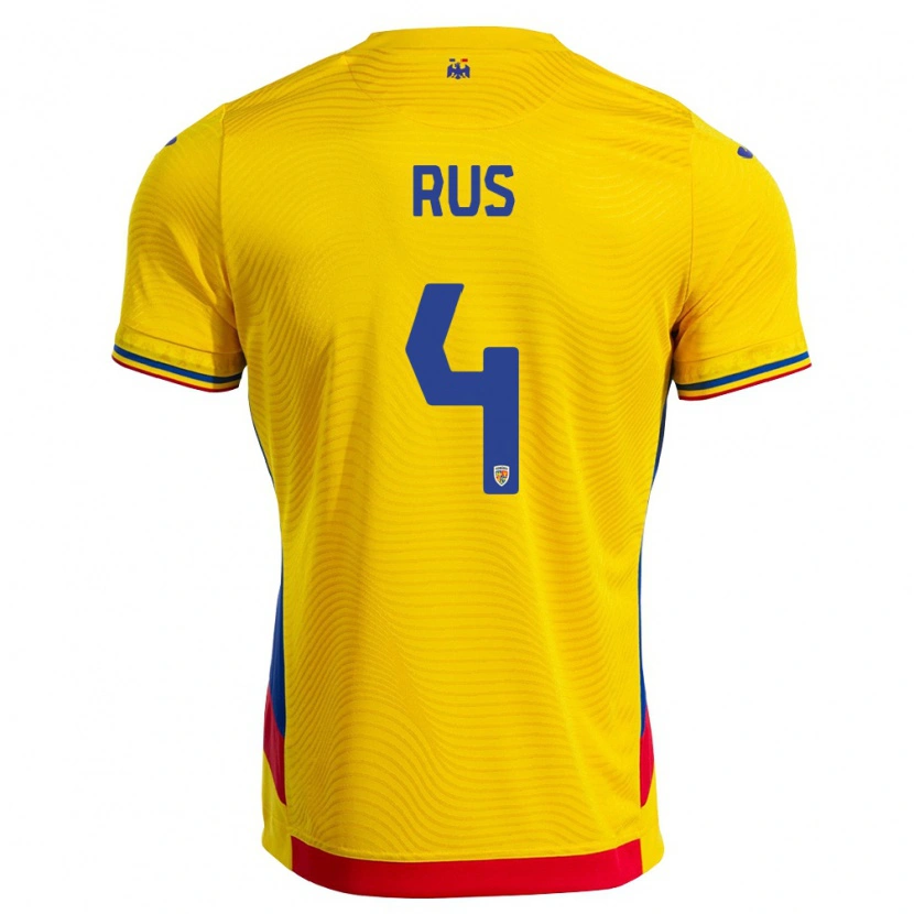 Danxen Män Rumänien Adrian Rus #4 Gul Röd Hemmatröja Matchtröjor 26-28 Tröjor T-Tröja