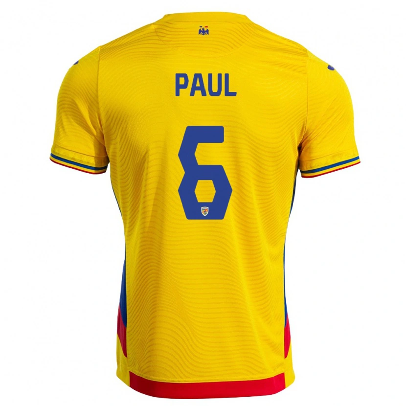 Danxen Män Rumänien Daniele Paul #6 Gul Röd Hemmatröja Matchtröjor 26-28 Tröjor T-Tröja
