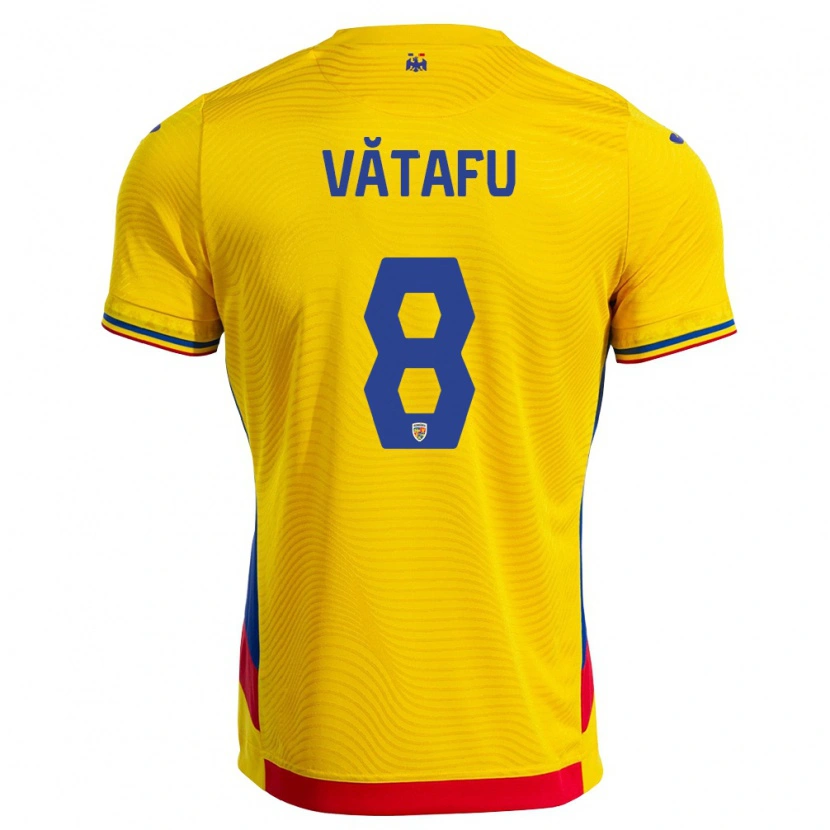 Danxen Män Rumänien Ștefania Vătafu #8 Gul Röd Hemmatröja Matchtröjor 26-28 Tröjor T-Tröja