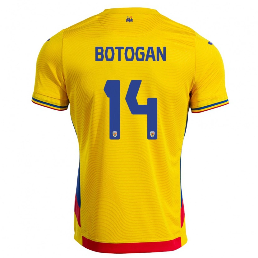 Danxen Män Rumänien Alin Boțogan #14 Gul Röd Hemmatröja Matchtröjor 26-28 Tröjor T-Tröja