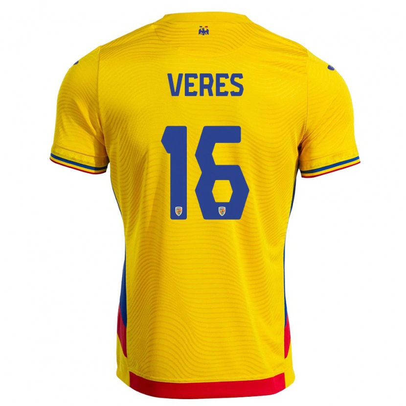 Danxen Män Rumänien Raul Vereș #16 Gul Röd Hemmatröja Matchtröjor 26-28 Tröjor T-Tröja