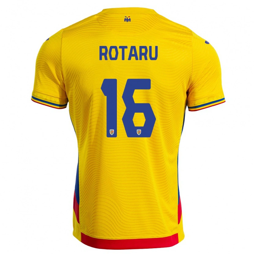 Danxen Män Rumänien Ștefan Rotaru #16 Gul Röd Hemmatröja Matchtröjor 26-28 Tröjor T-Tröja