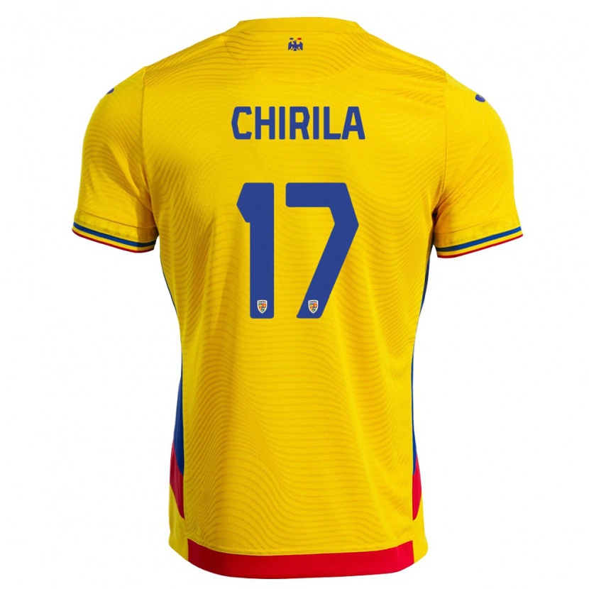 Danxen Män Rumänien Ștefan Chirilă #17 Gul Röd Hemmatröja Matchtröjor 26-28 Tröjor T-Tröja
