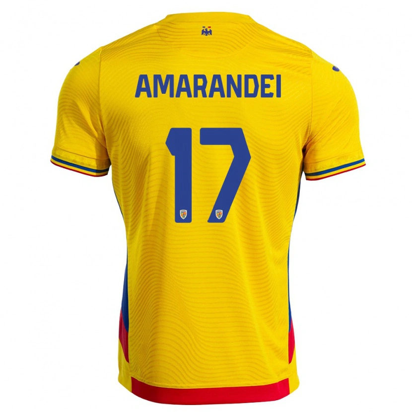 Danxen Män Rumänien Ștefan Amarandei #17 Gul Röd Hemmatröja Matchtröjor 26-28 Tröjor T-Tröja
