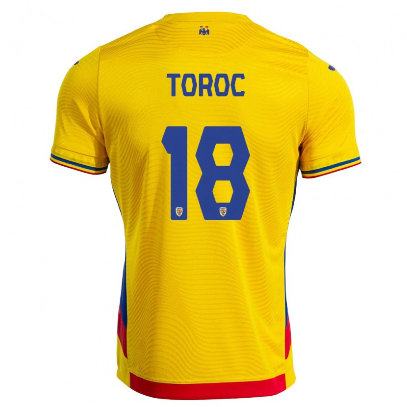 Danxen Män Rumänien Andrei Toroc #18 Gul Röd Hemmatröja Matchtröjor 26-28 Tröjor T-Tröja