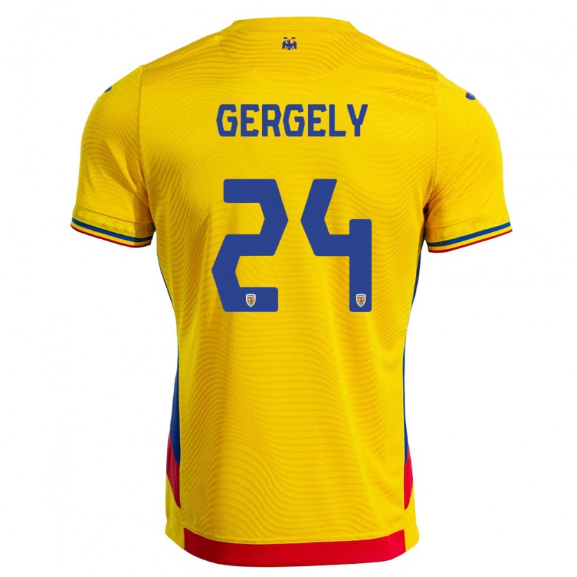 Danxen Män Rumänien Botond Gergely #24 Gul Röd Hemmatröja Matchtröjor 26-28 Tröjor T-Tröja