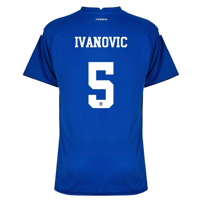 Danxen Män Serbien Mijat Ivanovic #5 Marin Röd Hemmatröja Matchtröjor 26-28 Tröjor T-Tröja