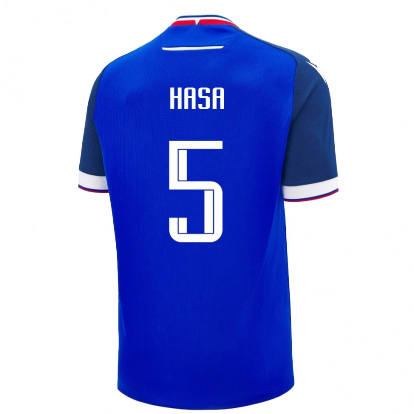 Danxen Män Slovakien Samuel Hasa #5 Blå Vit Hemmatröja Matchtröjor 26-28 Tröjor T-Tröja