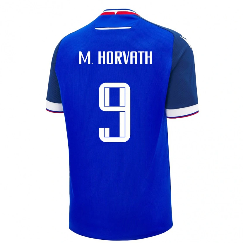 Danxen Män Slovakien Mark Alexander Horvath #9 Blå Vit Hemmatröja Matchtröjor 26-28 Tröjor T-Tröja