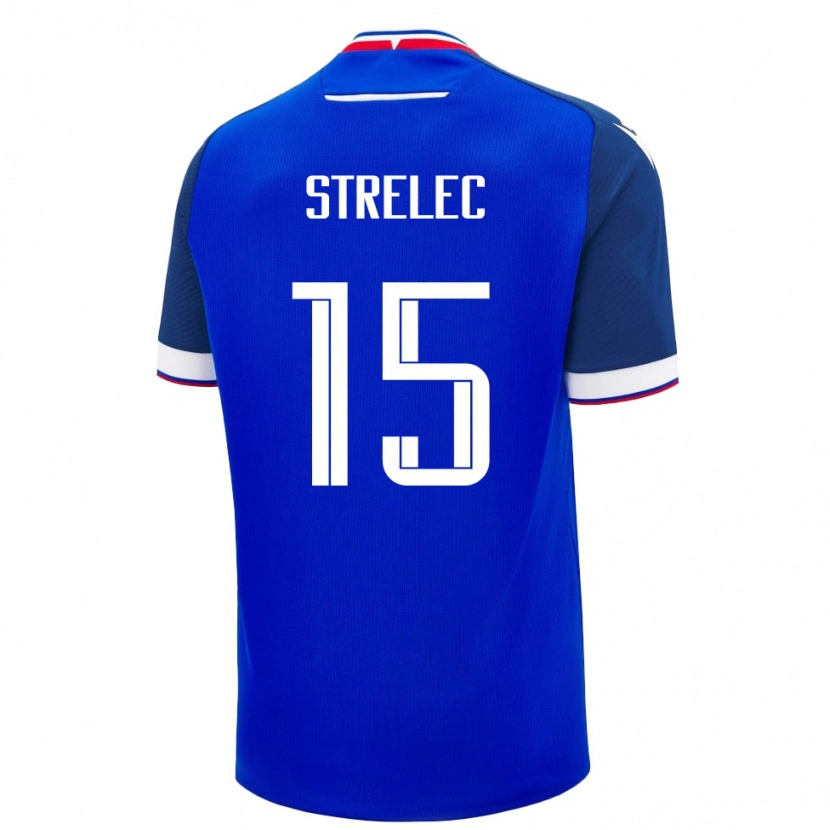 Danxen Män Slovakien David Strelec #15 Blå Vit Hemmatröja Matchtröjor 26-28 Tröjor T-Tröja