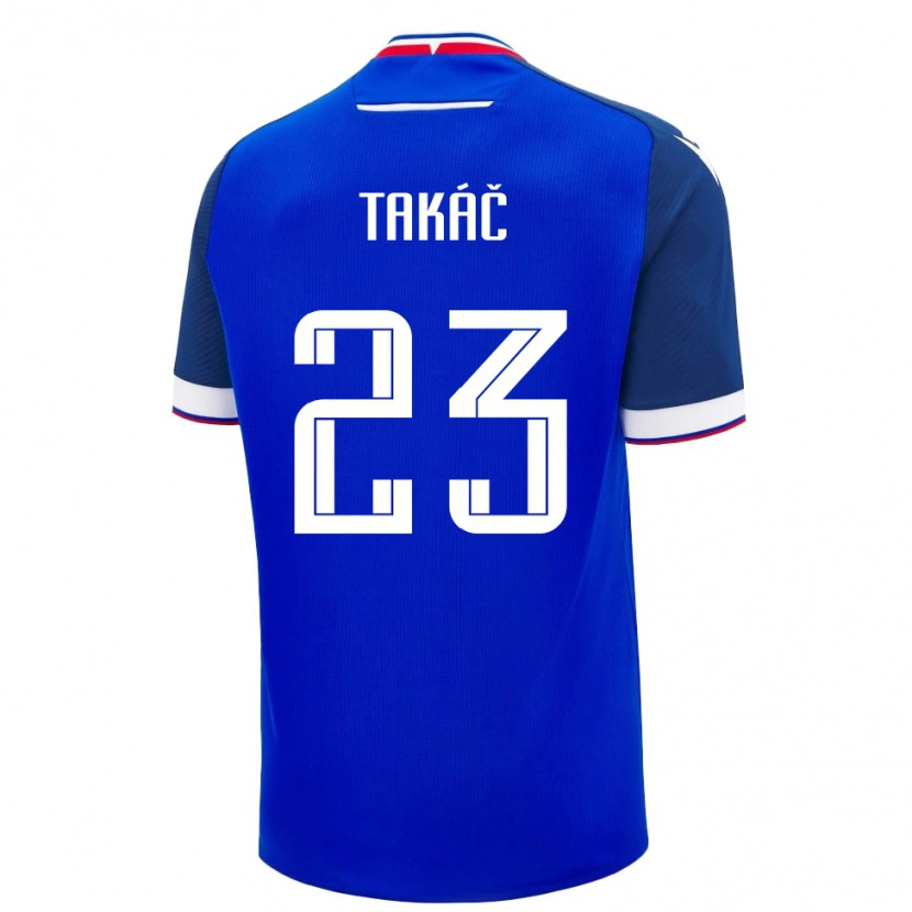 Danxen Män Slovakien Dominik Takac #23 Blå Vit Hemmatröja Matchtröjor 26-28 Tröjor T-Tröja