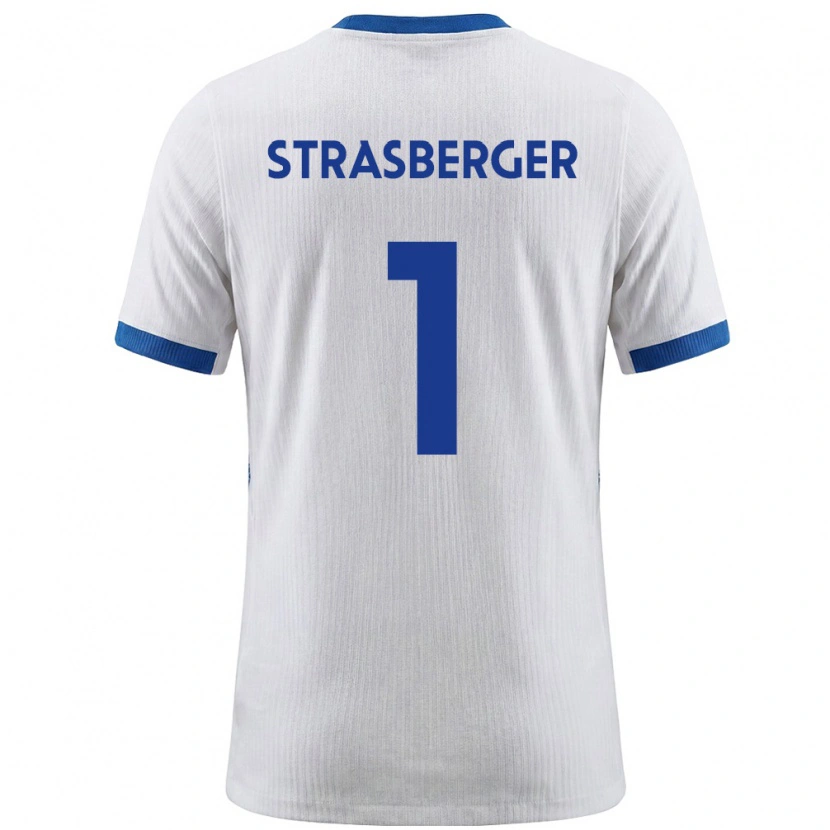 Danxen Män Slovenien Tim Strasberger #1 Vit Blå Hemmatröja Matchtröjor 26-28 Tröjor T-Tröja