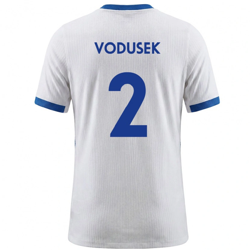Danxen Män Slovenien Luka Vodusek #2 Vit Blå Hemmatröja Matchtröjor 26-28 Tröjor T-Tröja