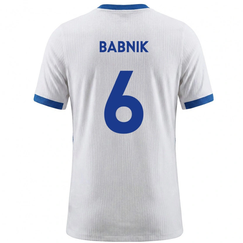 Danxen Män Slovenien Nika Babnik #6 Vit Blå Hemmatröja Matchtröjor 26-28 Tröjor T-Tröja