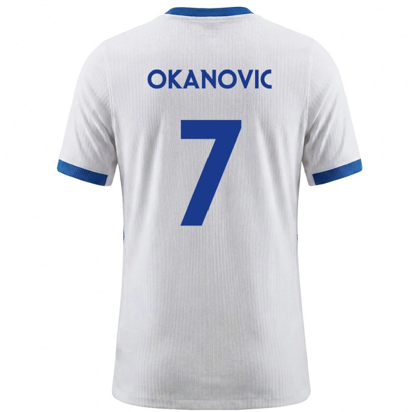 Danxen Män Slovenien Deen Okanovic #7 Vit Blå Hemmatröja Matchtröjor 26-28 Tröjor T-Tröja