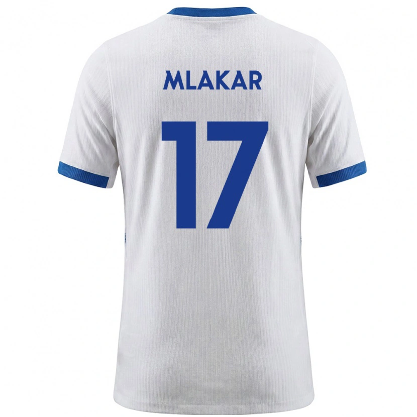 Danxen Män Slovenien Jan Mlakar #17 Vit Blå Hemmatröja Matchtröjor 26-28 Tröjor T-Tröja