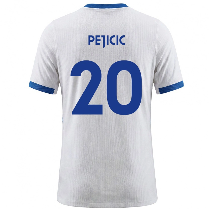 Danxen Män Slovenien David Pejičić #20 Vit Blå Hemmatröja Matchtröjor 26-28 Tröjor T-Tröja
