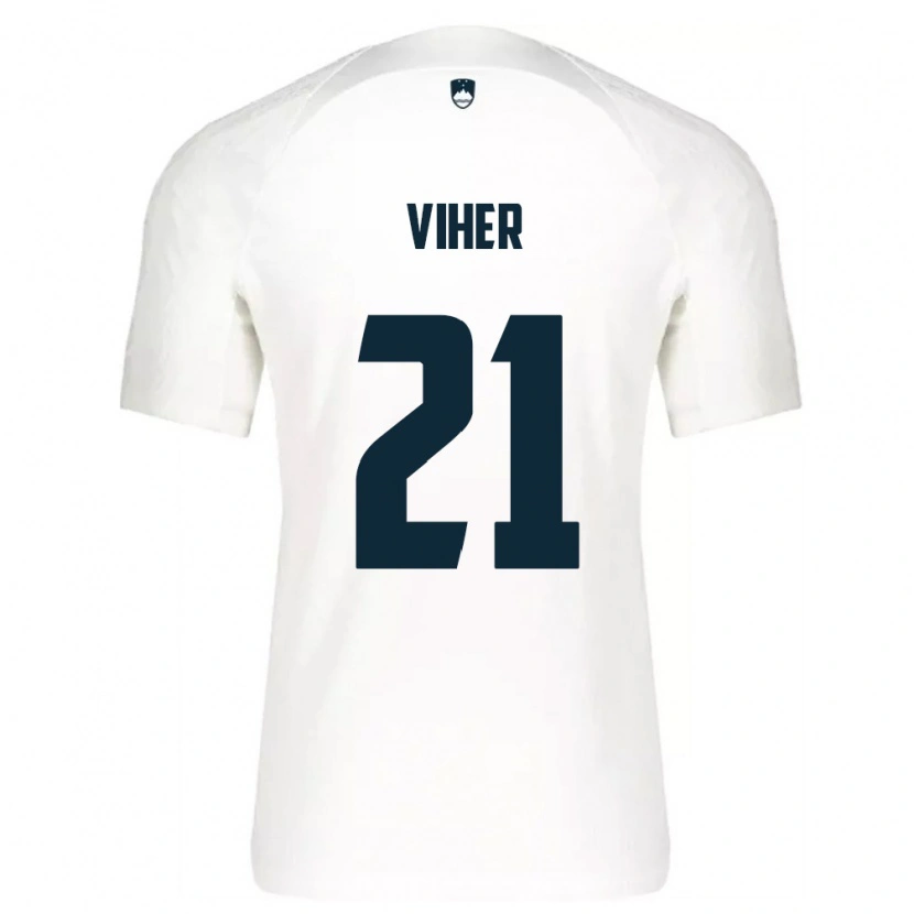 Danxen Män Slovenien Nejc Viher #21 Vit Blå Hemmatröja Matchtröjor 26-28 Tröjor T-Tröja