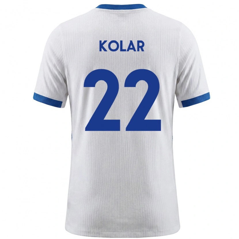 Danxen Män Slovenien Luka Kolar #22 Vit Blå Hemmatröja Matchtröjor 26-28 Tröjor T-Tröja