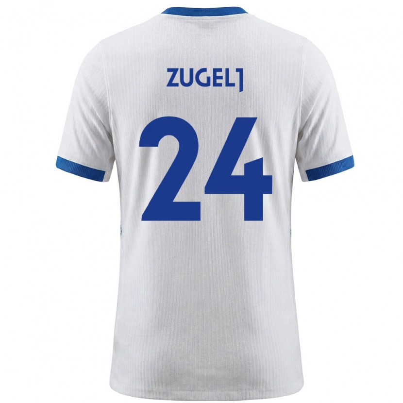 Danxen Män Slovenien Nino Zugelj #24 Vit Blå Hemmatröja Matchtröjor 26-28 Tröjor T-Tröja
