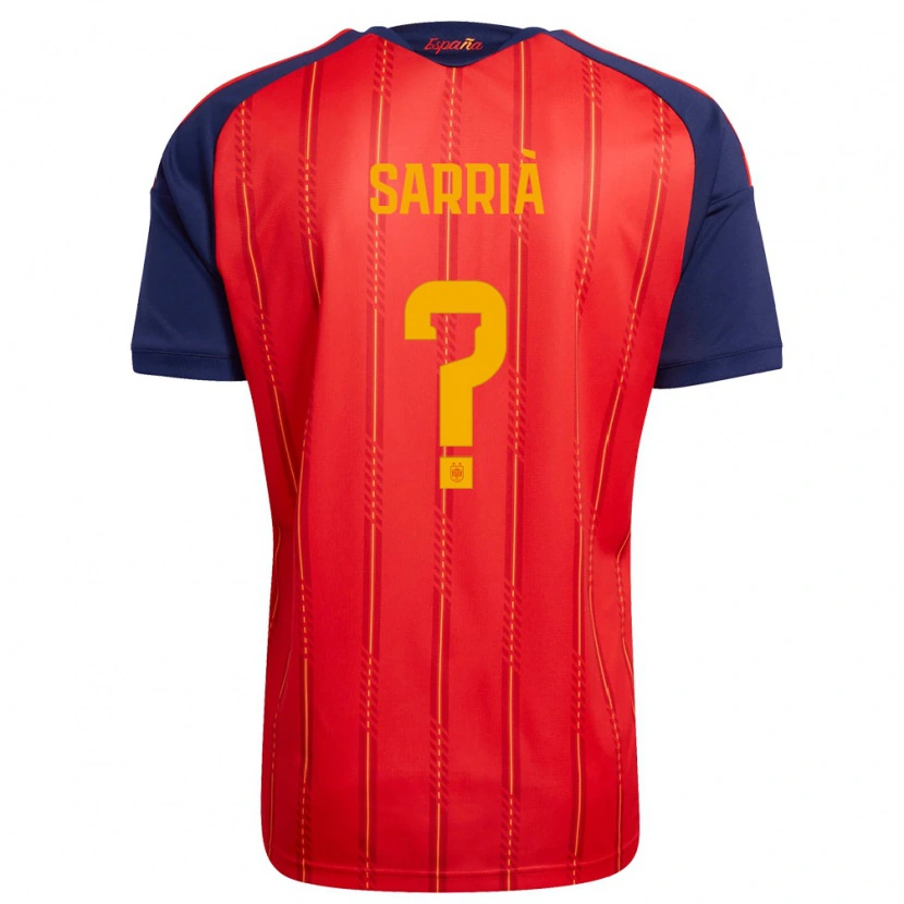 Danxen Män Spanien Pau Sarrià #0 Röd Marin Gul Hemmatröja Matchtröjor 26-28 Tröjor T-Tröja