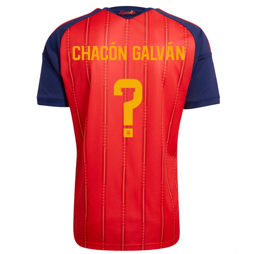 Danxen Män Spanien Hugo Chacón Galván #0 Röd Marin Gul Hemmatröja Matchtröjor 26-28 Tröjor T-Tröja
