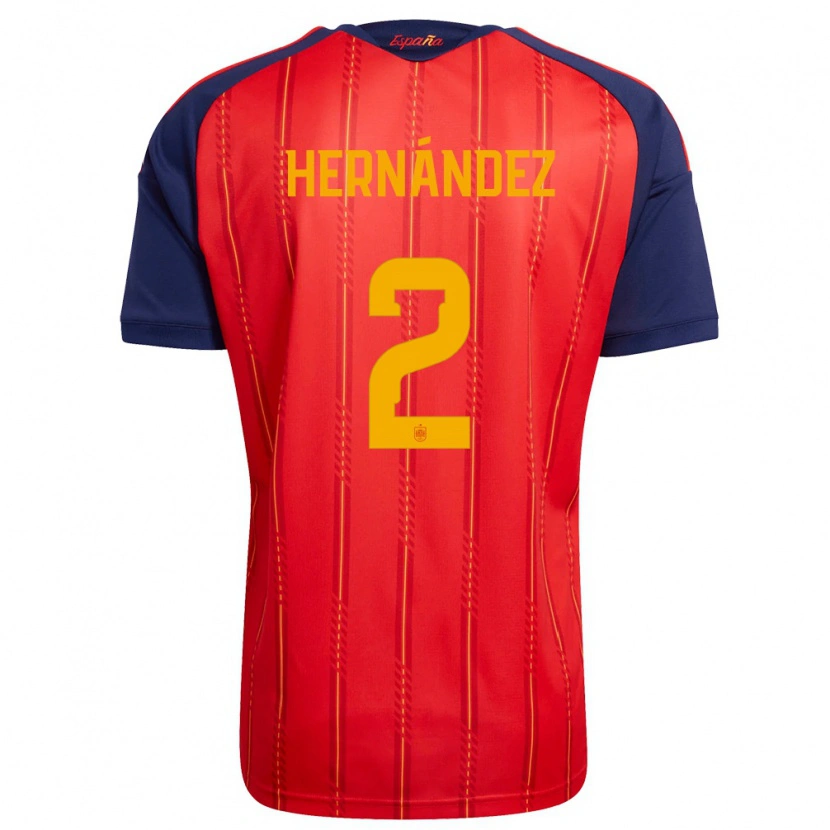 Danxen Män Spanien Oihane Hernandez #2 Röd Marin Gul Hemmatröja Matchtröjor 26-28 Tröjor T-Tröja