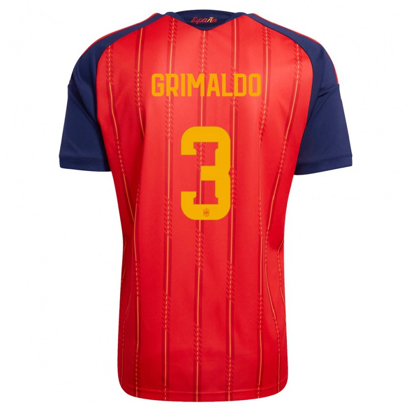 Danxen Män Spanien Alejandro Grimaldo #3 Röd Marin Gul Hemmatröja Matchtröjor 26-28 Tröjor T-Tröja