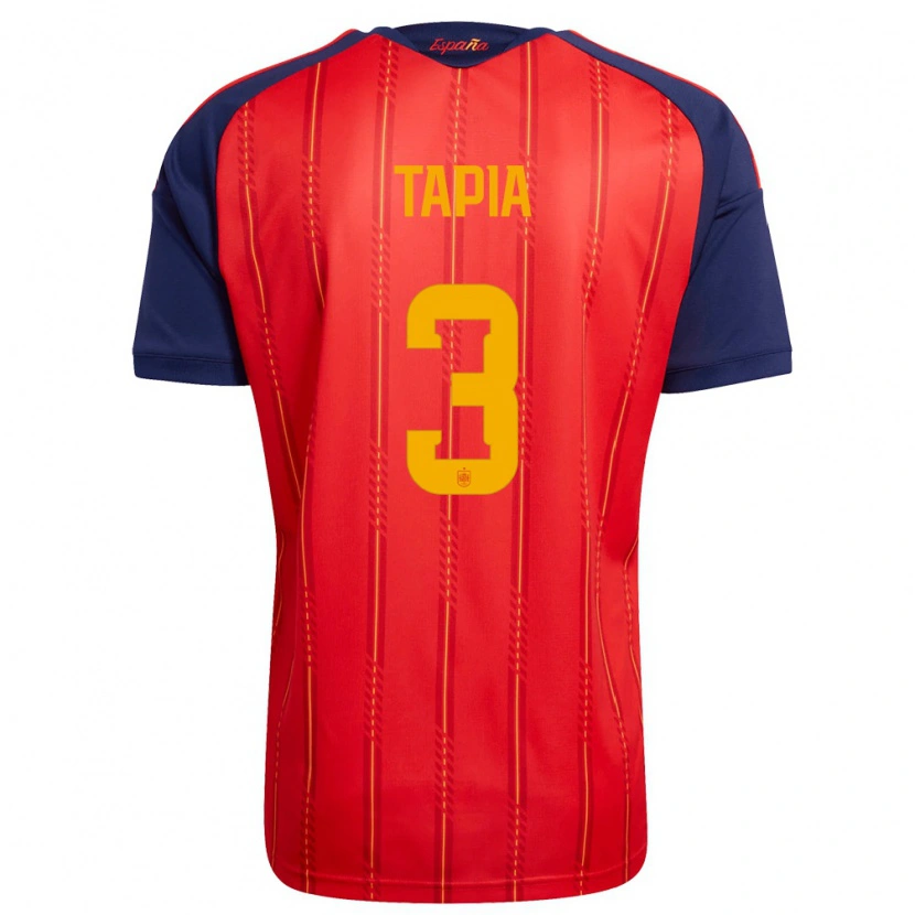 Danxen Män Spanien Unai Tapia #3 Röd Marin Gul Hemmatröja Matchtröjor 26-28 Tröjor T-Tröja