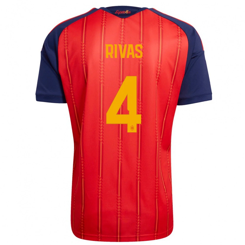 Danxen Män Spanien Mario Rivas #4 Röd Marin Gul Hemmatröja Matchtröjor 26-28 Tröjor T-Tröja