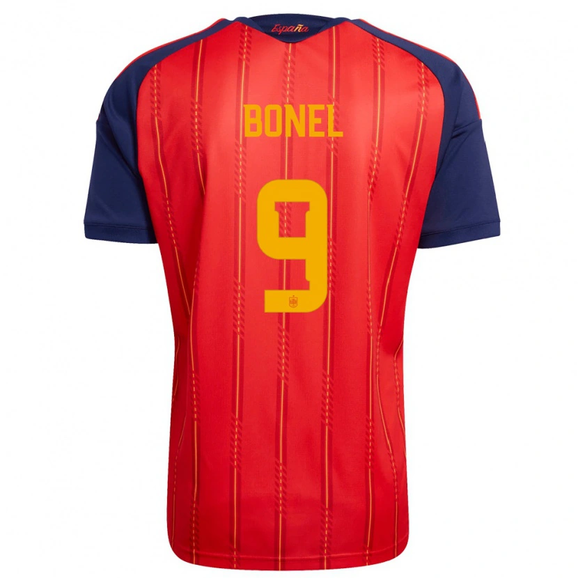 Danxen Män Spanien Asier Bonel #9 Röd Marin Gul Hemmatröja Matchtröjor 26-28 Tröjor T-Tröja