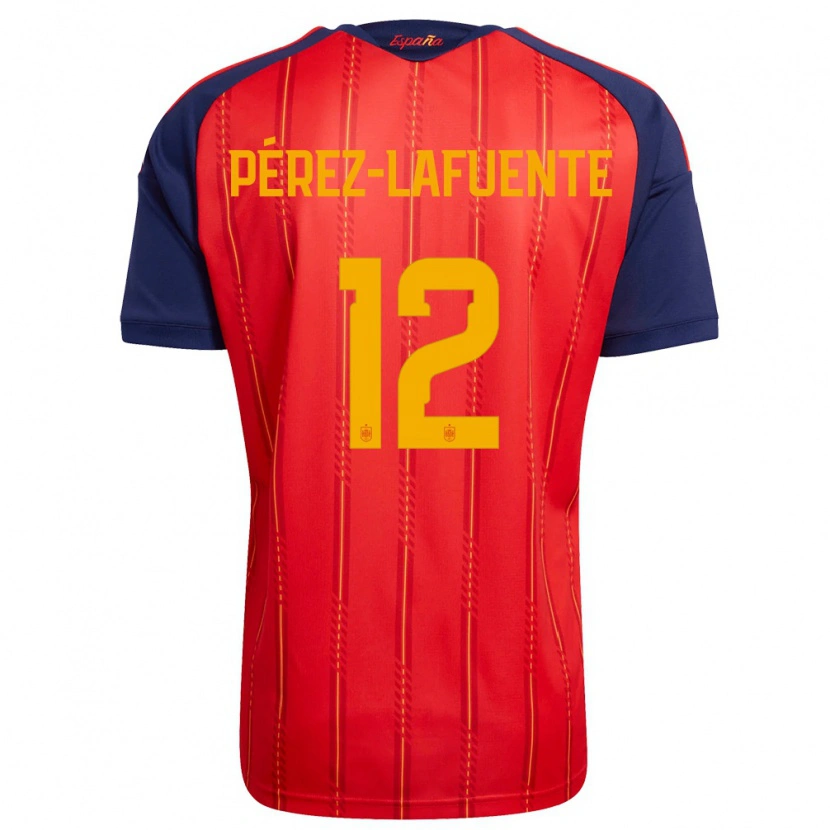 Danxen Män Spanien Jorge Pérez-Lafuente #12 Röd Marin Gul Hemmatröja Matchtröjor 26-28 Tröjor T-Tröja