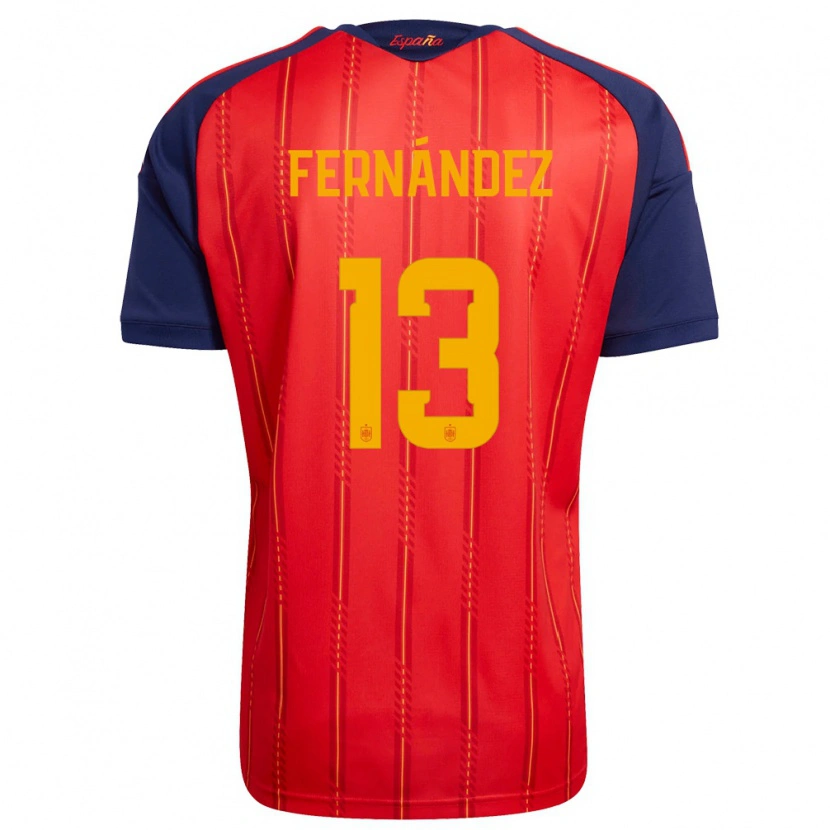 Danxen Män Spanien Cesar Fernandez #13 Röd Marin Gul Hemmatröja Matchtröjor 26-28 Tröjor T-Tröja