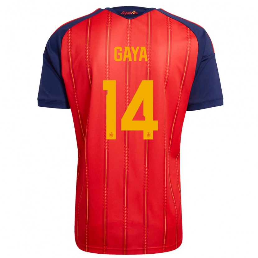 Danxen Män Spanien Jose Gaya #14 Röd Marin Gul Hemmatröja Matchtröjor 26-28 Tröjor T-Tröja