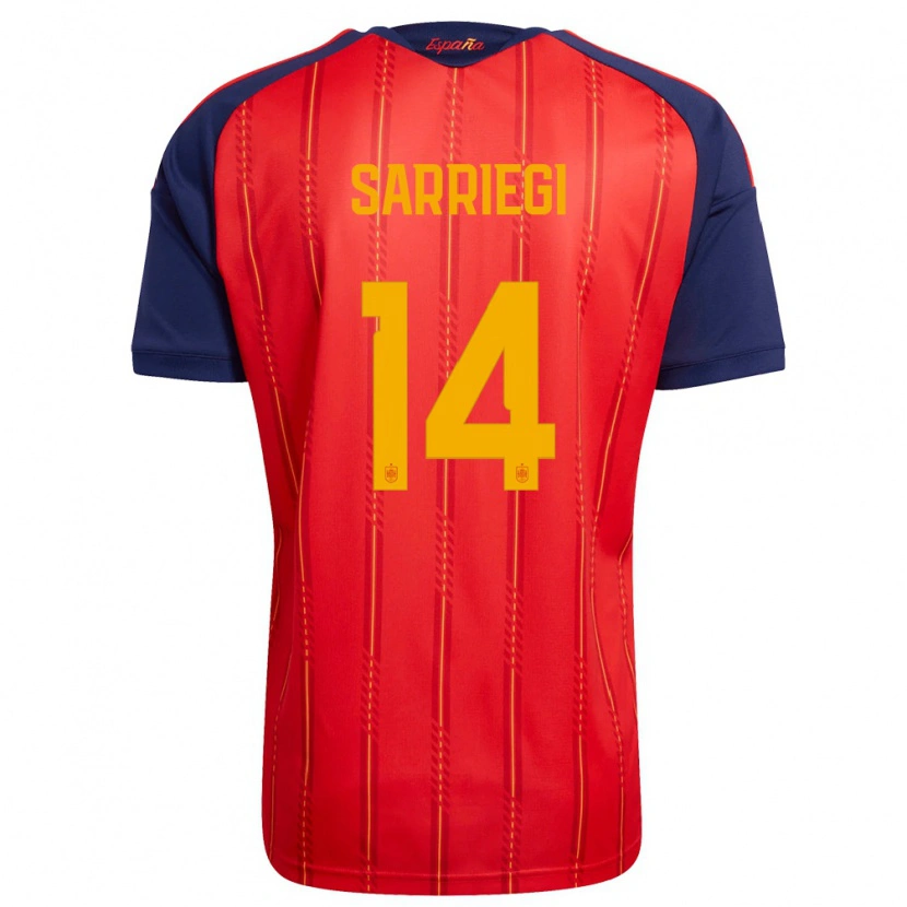 Danxen Män Spanien Amaiur Sarriegi #14 Röd Marin Gul Hemmatröja Matchtröjor 26-28 Tröjor T-Tröja