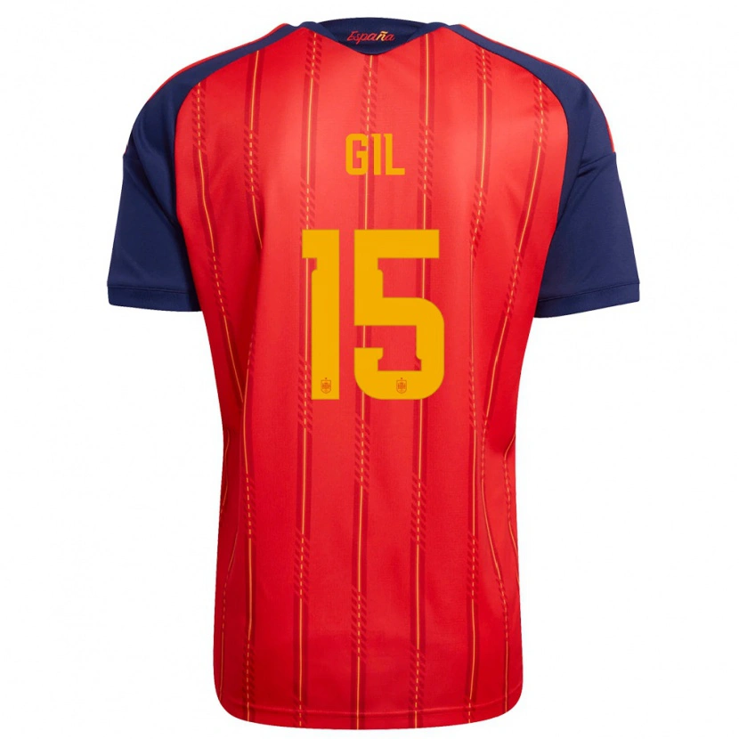 Danxen Män Spanien Miguel Gil #15 Röd Marin Gul Hemmatröja Matchtröjor 26-28 Tröjor T-Tröja